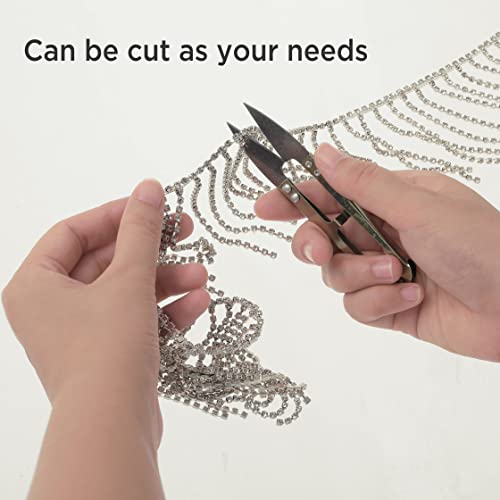 Coucoland Crystal Rhinestone Trim Ribbon - 1 Yard Tassel Chain Sewing Craft for Wedding Bridal Party Clothing Embellishment DIY Necklace - Image 3