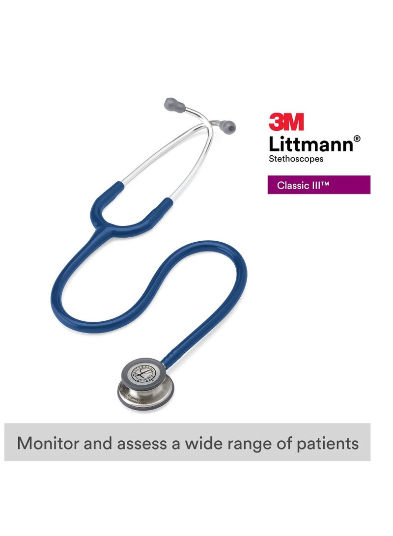 3M Littmann Classic III Monitoring Stethoscope 27 inch Navy Blue Tube 5622 - Image 2