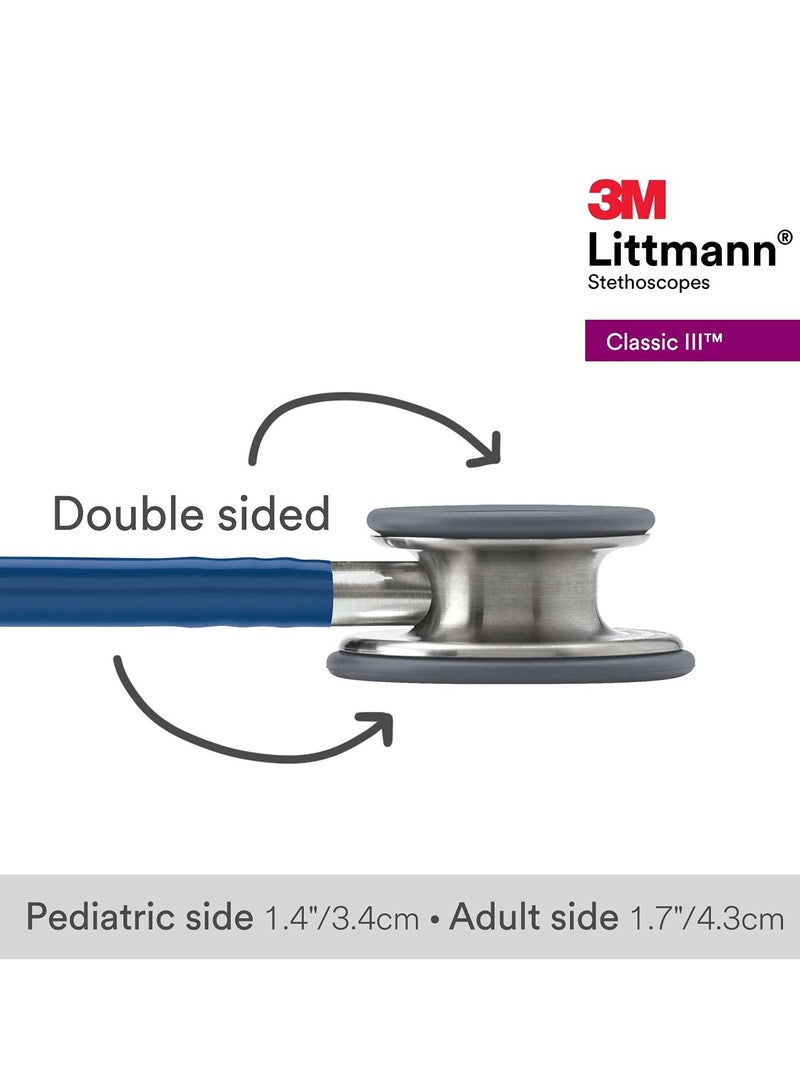 3M Littmann Classic III Monitoring Stethoscope 27 inch Navy Blue Tube 5622 - Image 4