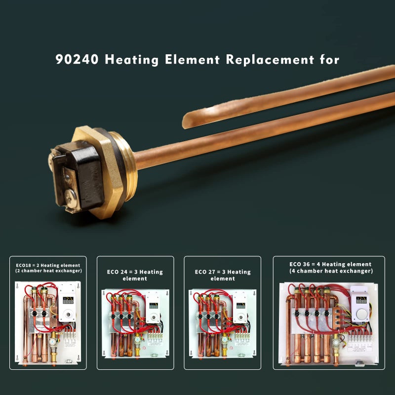 Mhrxusd He 90240 Heating Element  3 Pack Replacement For Ecosmart Eco 18 27 36  9Kw 240V Heating Element For Electric Tankless Water Heaters  Screw-In  Copper - Image 3
