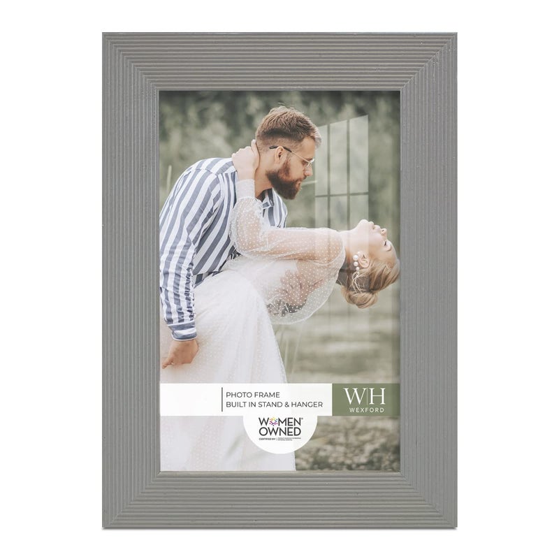 Renditions Gallery 4x6 inch Picture Frame Modern Style Wood Pattern and High Definition Glass Ready for Wall and Tabletop Photo Display  Gray Frame - Image 2