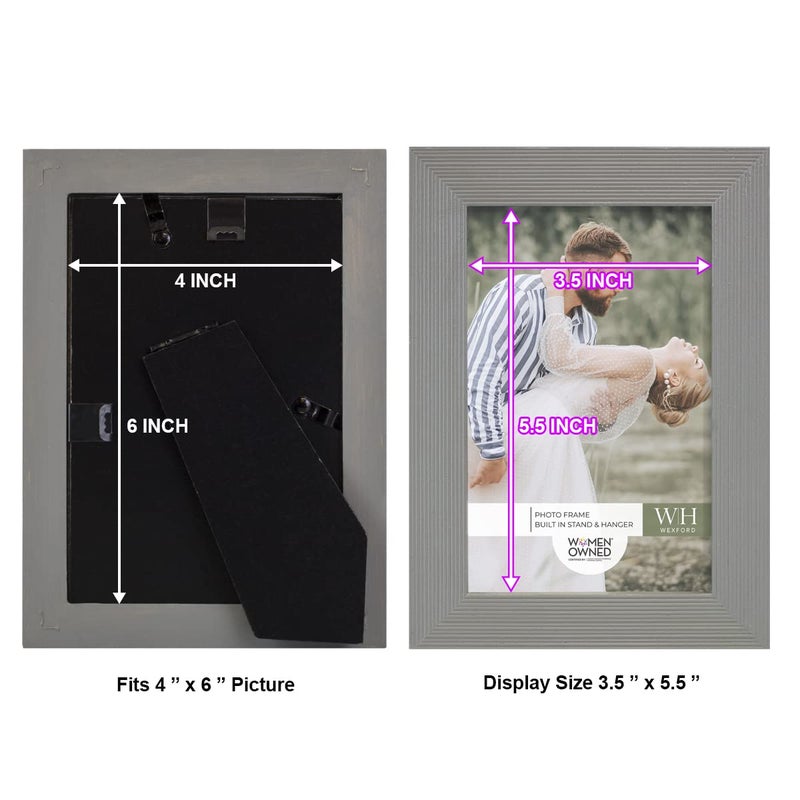 Renditions Gallery 4x6 inch Picture Frame Modern Style Wood Pattern and High Definition Glass Ready for Wall and Tabletop Photo Display  Gray Frame - Image 5