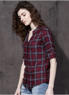 Women Chemise Slim Fit Checked Sustainable Casual Blouse Red - pzsku/Z53F06C4C5949E716AD0BZ/45/_/1671448658/09ad4ea4-6c00-4012-a751-f086266d3290