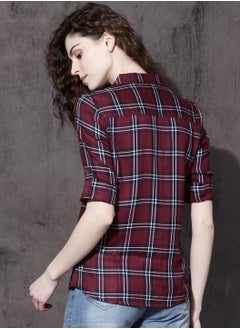 Women Chemise Slim Fit Checked Sustainable Casual Blouse Red - pzsku/Z53F06C4C5949E716AD0BZ/45/_/1671448658/abd969b4-c7fb-4b45-8b87-2d67a9f3bc8d