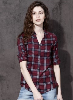 Women Chemise Slim Fit Checked Sustainable Casual Blouse Red - pzsku/Z53F06C4C5949E716AD0BZ/45/_/1671448659/f35cfa36-98af-4c53-a80b-af90d53a2ad3