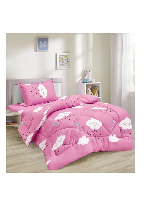 Soft and Fluffy Medium Fill Kids Bedspread Comforter Set 3pcs Single Size Bedspread for Boys Girls Fashion Print Double Side Stitched Pattern Soft and Breathable