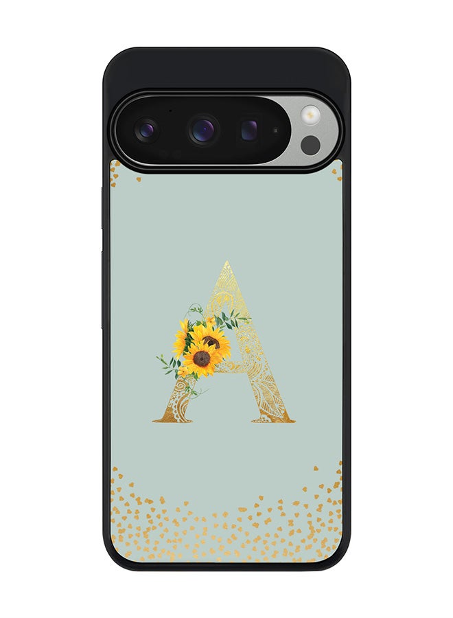 Stylizedd For Google Pixel 9 Pro Case,Slim fit Camera Protection, Shockproof Thin Phone cover - Custom Floral Monogram - A (Light Grey ) - Image 1