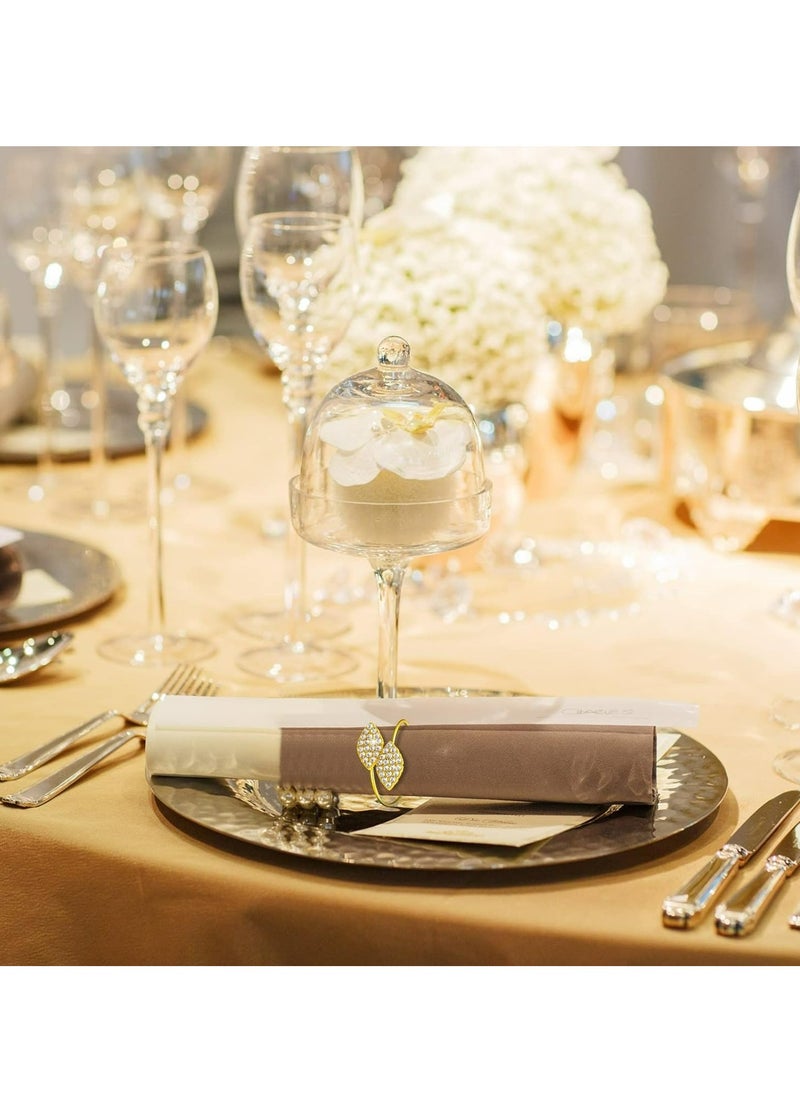 Generic 8 Pieces Napkin Rings Set Metal Leaves Napkin Holders Rhinestone Napkin Buckle for Wedding Party Celebrate Festival Dinner Table Decoration (Gold)  - Image 5