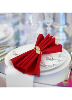 Generic 8 Pieces Napkin Rings Set Metal Leaves Napkin Holders Rhinestone Napkin Buckle for Wedding Party Celebrate Festival Dinner Table Decoration (Gold)  - Image 2