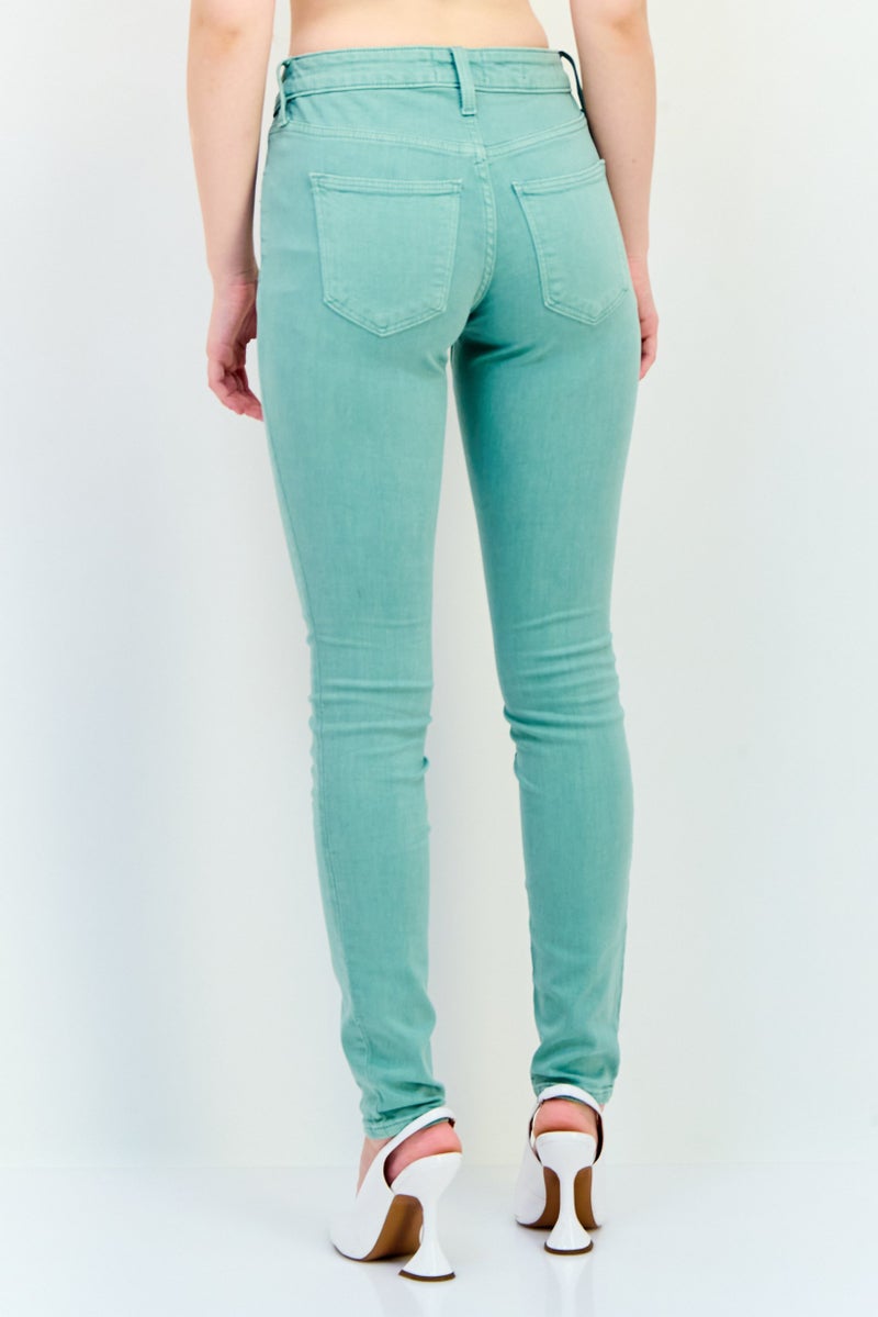 Universal Thread جينز ضيق للنساء، مغسول وقابل للتمدد، أخضر مريمي - Image 3