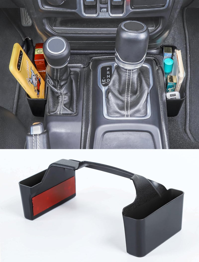 Savadicar GT-2 Shifter Storage Box, Gear Shift Side Tray, Center Console Organizer Compatible with 2018-2025 Jeep Wrangler JL JLU 4XE & Gladiator JT, Interior Storage Accessories, Black, 1 PC - Image 1