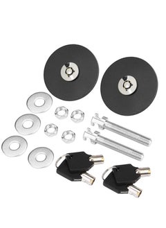 Excefore Aluminum alloy Hood Lock, Car Universal Engine Hood Cover Lock Key Pin Kit Safety Latch Pin(2PCS Black)  - Image 2