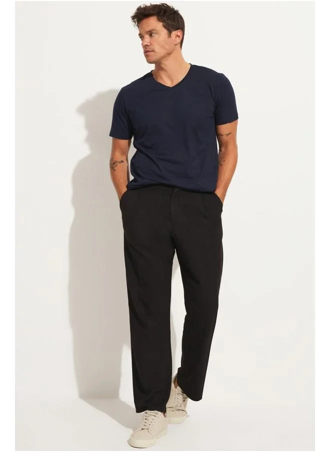 JUNE June Men Regular Fit Basic Short Sleeve V-Neck Tshirt Navy
