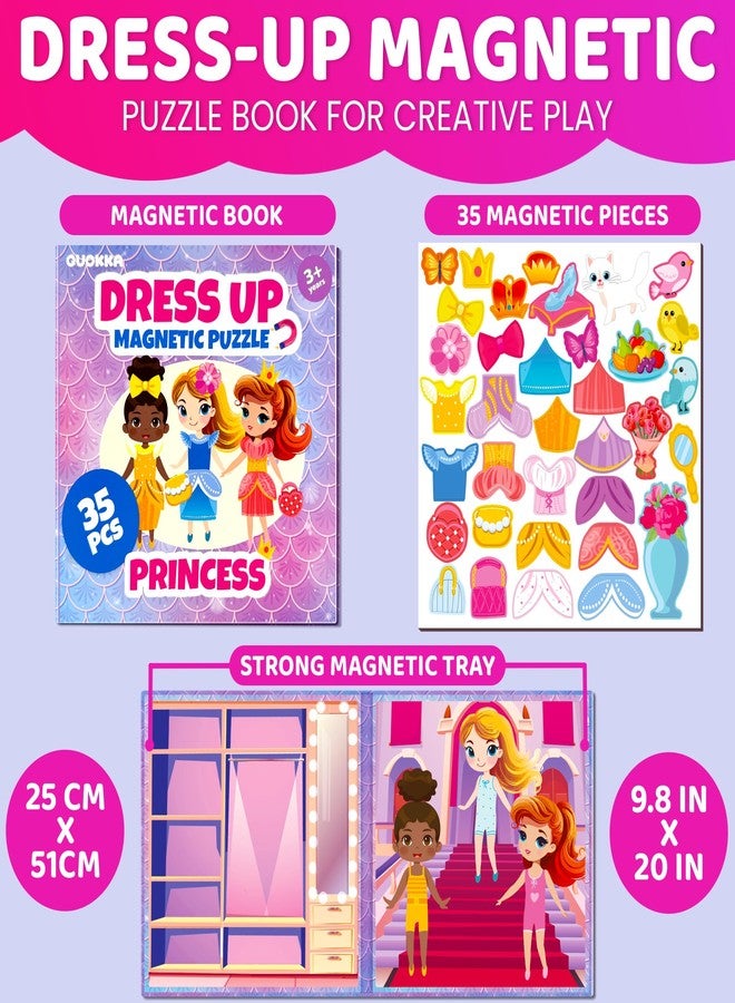 QUOKKA Magnetic Dress-Up Dolls for Girls Boys with 35 Magnetic Pieces - Creative Magnetic Play Set for Home or Travel - Perfect Magnetic Paper Dolls for Ages 3 and Up, Boost Storytelling with Princess - Image 2