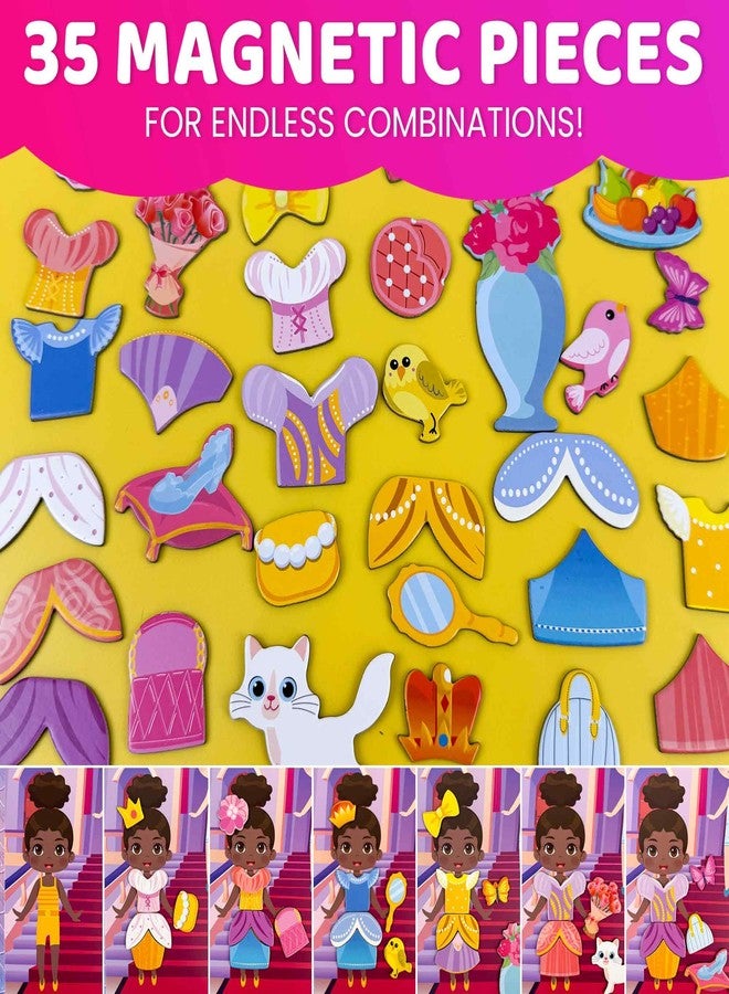 QUOKKA Magnetic Dress-Up Dolls for Girls Boys with 35 Magnetic Pieces - Creative Magnetic Play Set for Home or Travel - Perfect Magnetic Paper Dolls for Ages 3 and Up, Boost Storytelling with Princess - Image 3