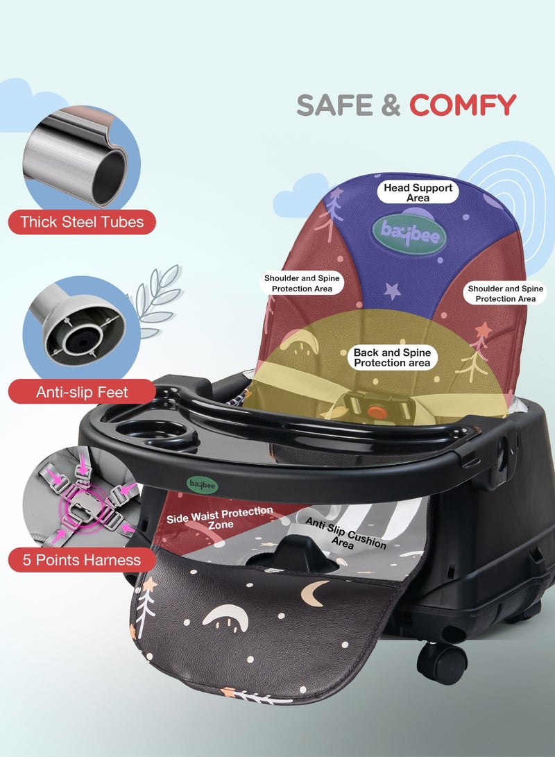 بيبي كرسي طعام مرتفع للأطفال 4 في 1 قابل للتحويل من Nuvella مع ارتفاع قابل للتعديل ومسند للقدمين وكرسي طعام للأطفال الصغار ومقعد معزز مع صينية طعام وعجلات وحزام أمان وكرسي طعام مرتفع للأطفال الصغار من عمر 6 أشهر إلى 4 سنوات باللون الأسود - Image 5