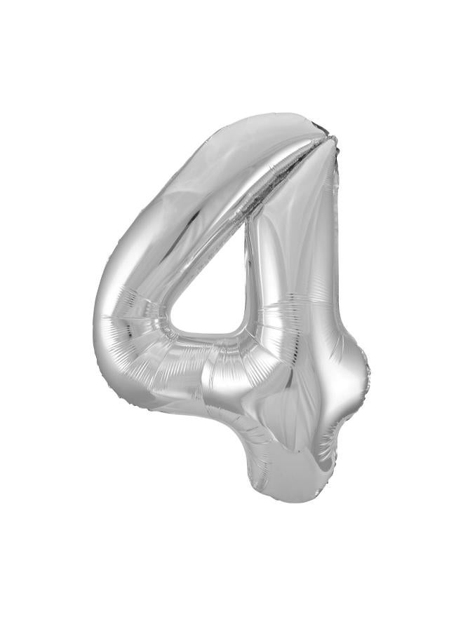 Unique 34" Silver Foil Number 4 Balloon - Image 1