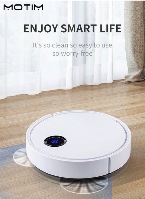 Robot Vacuum Cleaner with Mop, One Touch Start, Long Lasting Strong Suction, Bilateral Brush, No-Go&No-Mop Zones, 90mins Runtime, 200ML Dust Box, 3000MAH