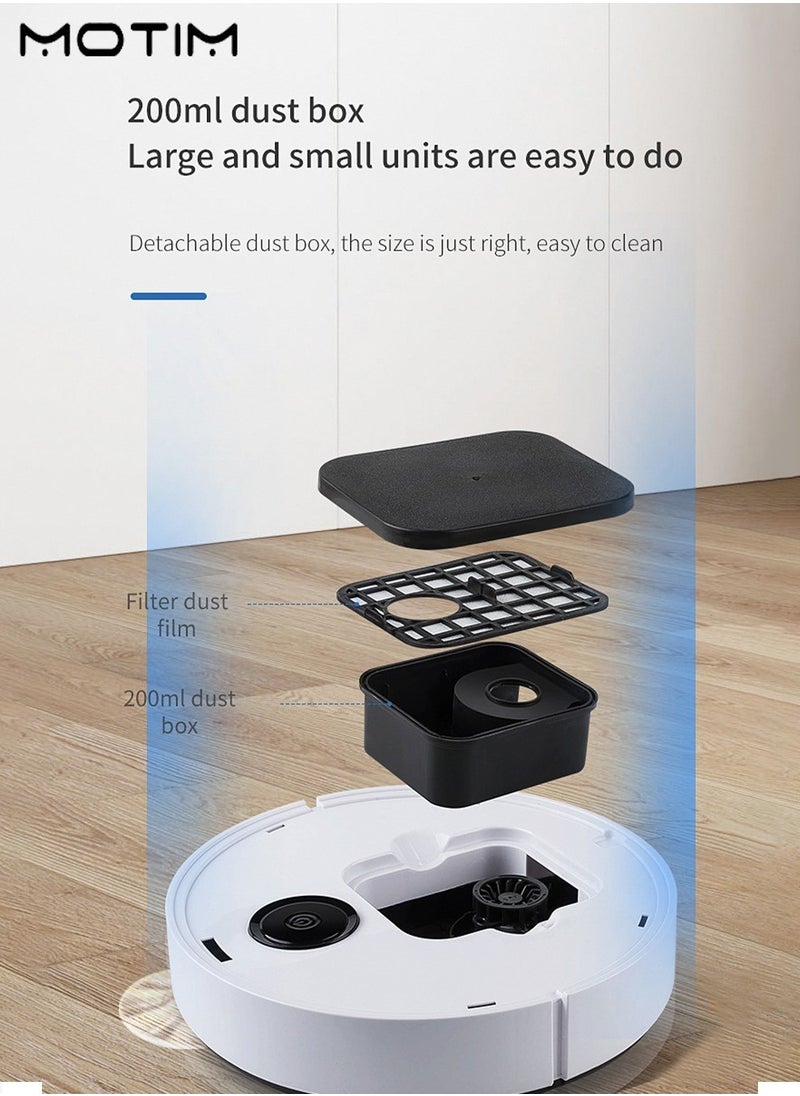 Robot Vacuum Cleaner with Mop, One Touch Start, Long Lasting Strong Suction, Bilateral Brush, No-Go&No-Mop Zones, 90mins Runtime, 200ML Dust Box, 3000MAH