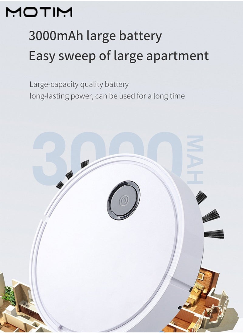 Robot Vacuum Cleaner with Mop, One Touch Start, Long Lasting Strong Suction, Bilateral Brush, No-Go&No-Mop Zones, 90mins Runtime, 200ML Dust Box, 3000MAH