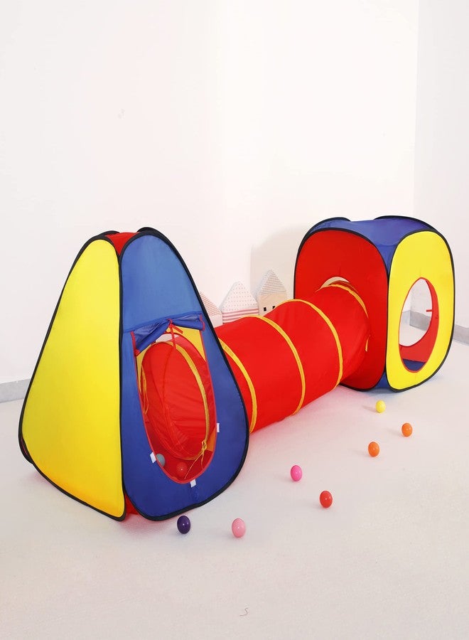 LimitlessFunN 3pc Pop Up Kids Play Tent, Crawl Tunnel, Ball Pit | Includes Carrying Case |, Children Indoor Playhouse for Baby, Toddlers, Boys & Girls, 47" D x 126" W x 34" H - Image 1
