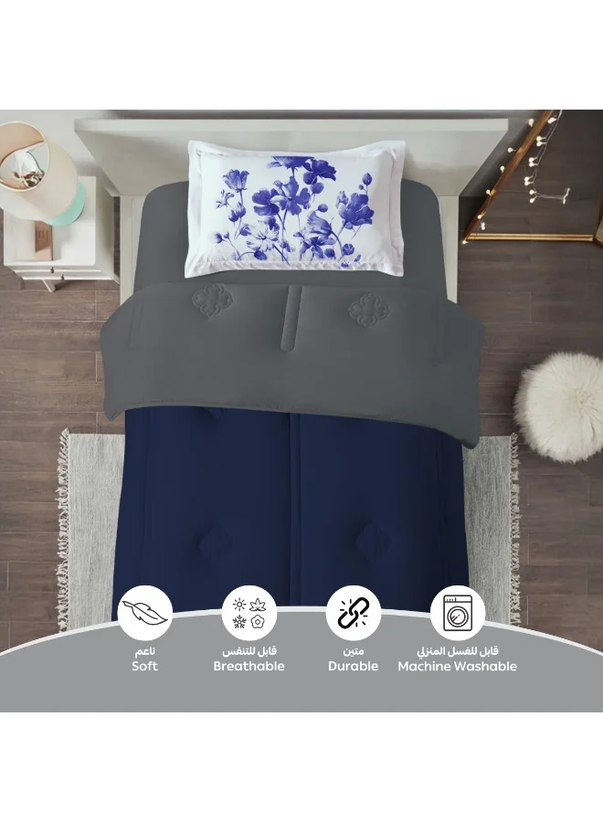 Donetella SINGLE - 2Pcs Bedding Comforter Set, Single Size 170x230 cm - 2-Pcs Digital Print Quilted Bed Set, Microfiber Fabric - 1 Comforter And  1 Pillow Sham  | Best Price UAE