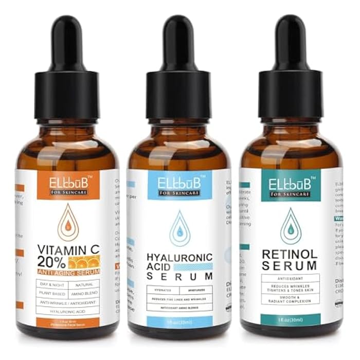 ELBBUB Age Defying Facial Serum - Vitamin C, Retinol & Hyaluronic Acid Serum Set for Wrinkles, Fine Lines, Skin Firmness & Moisture Retention - Collagen Boost & Deep Nourishment - Image 1