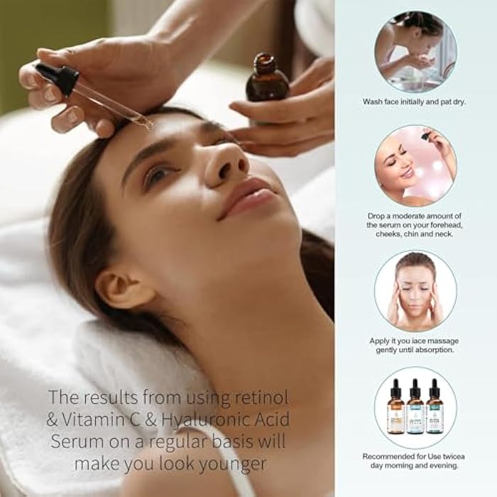 ELBBUB Age Defying Facial Serum - Vitamin C, Retinol & Hyaluronic Acid Serum Set for Wrinkles, Fine Lines, Skin Firmness & Moisture Retention - Collagen Boost & Deep Nourishment - Image 3