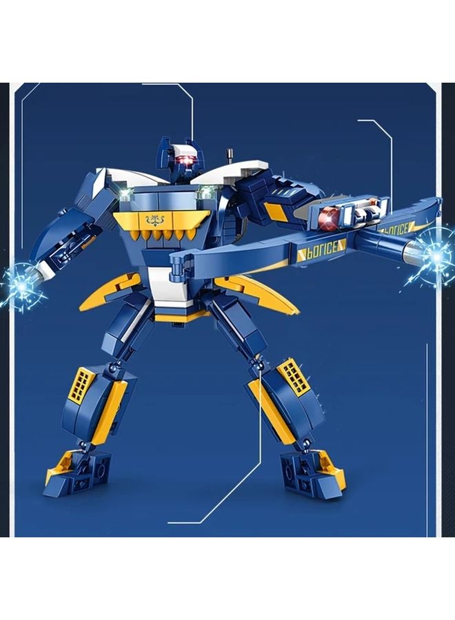 Blue Robot Building Block Toy 2 In 1 Transformable Police Car Mecha Model 338 Pcs STEM Educational Gift For Boys - Image 2