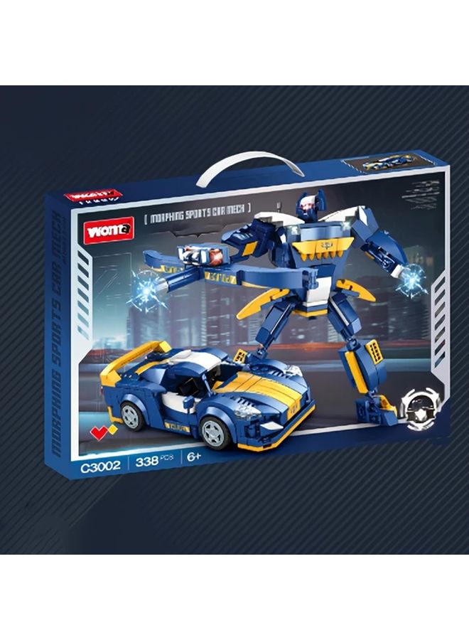 Blue Robot Building Block Toy 2 In 1 Transformable Police Car Mecha Model 338 Pcs STEM Educational Gift For Boys - Image 4