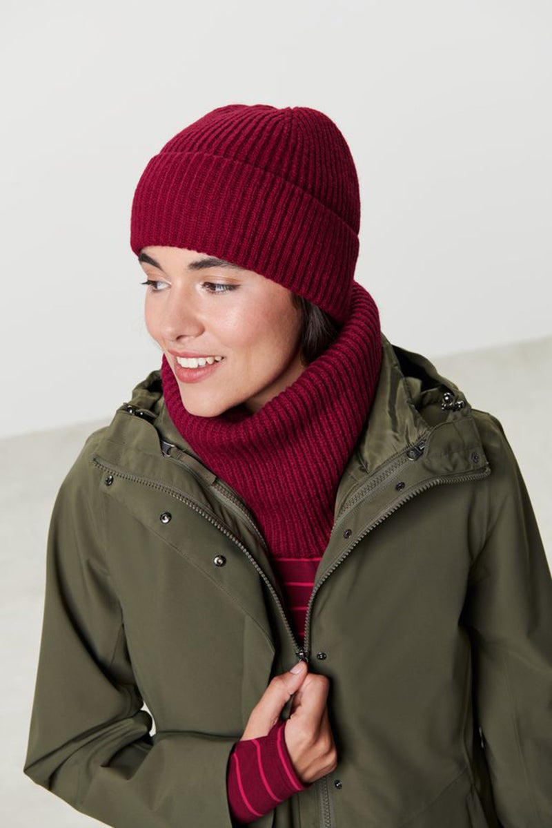 Tchibo Women Knitted Tube Scarf, Maroon - Image 1