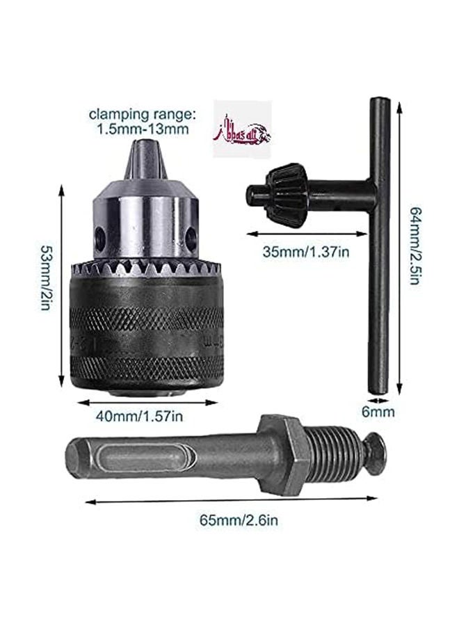 ABBASALI 1.5-13mm Quick Change Drill Chuck Adapter with SDS Plus Shank and Grip Chuck Key for Hammer Converter Conversion Tool, Suitable for 1/2-20 UNF Mount  - Image 3