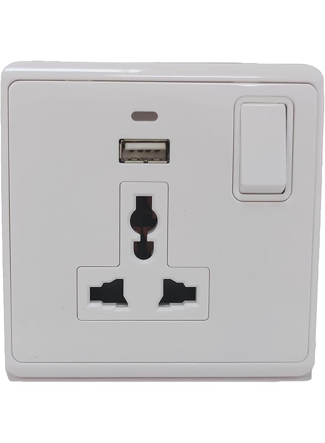 REXTON مقبس ريكستون R1013U/USBN المتحول العالمي 13A مع مؤشر نيون وUSB - Image 1