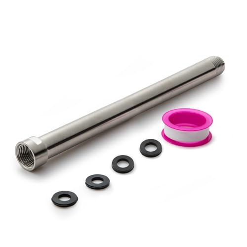 OFFO Shower Head Extension Arm, Brushed Nickel 10 in Shower Arm Extension Shower Head Extender Made of 304 Stainless Steel Shower Pipe Extension - Image 1
