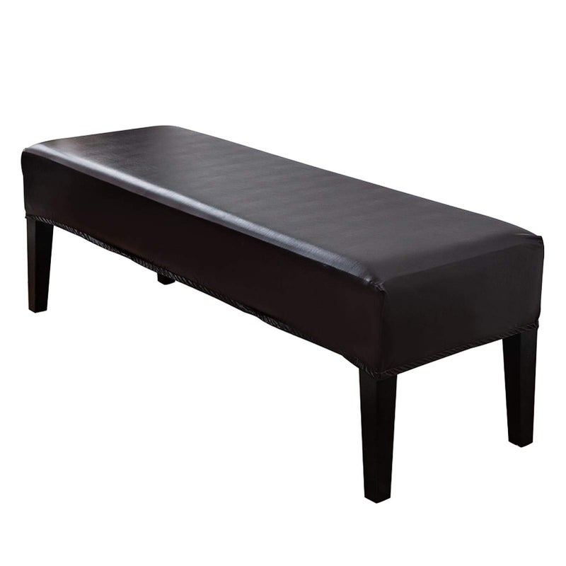 Calidaka CALIDAKA PU Leather Bench Cover Elastic Soft Stretch Bench Slipcover Removable Washable Bench Seat Furniture Protector Fit 42125394inch BenchBrown 