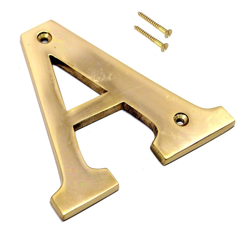 ESPLANADE Brass House Hotel Door Name Alphabets - Wall Door Plaque Alphabet Letter - Golden - 4" Inches ("A" Alphabet - 4") - Image 2