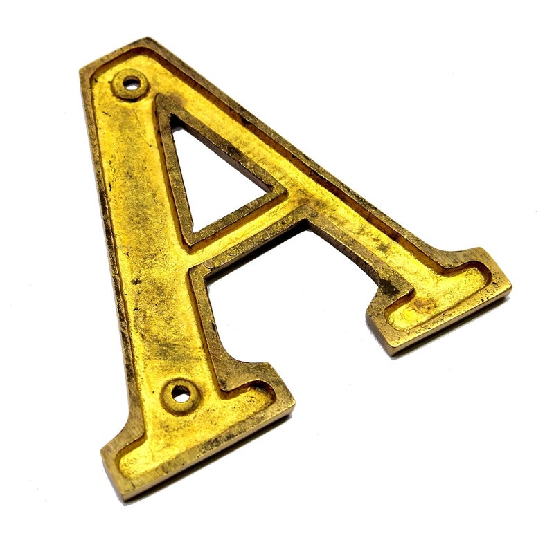 ESPLANADE Brass House Hotel Door Name Alphabets - Wall Door Plaque Alphabet Letter - Golden - 4" Inches ("A" Alphabet - 4") - Image 4
