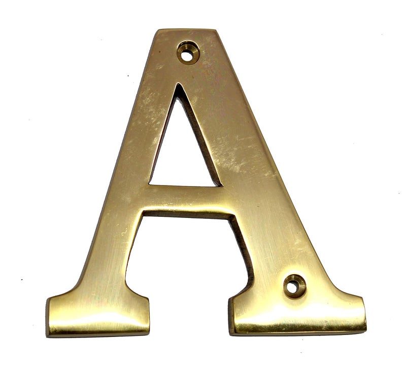 ESPLANADE Brass House Hotel Door Name Alphabets - Wall Door Plaque Alphabet Letter - Golden - 4" Inches ("A" Alphabet - 4") - Image 1