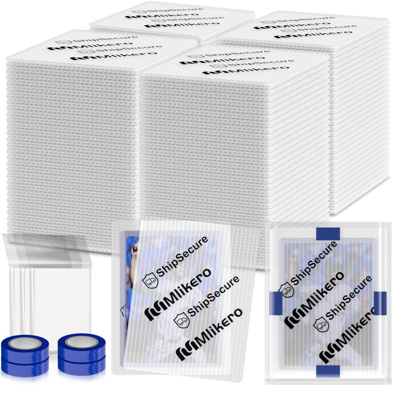 Mlikero 360 Pack Trading Card Shipping Protectors  3.5'' x 4.5'' Plastic Card Protector with Tape Rolls for Mailing Sports Cards - Image 1