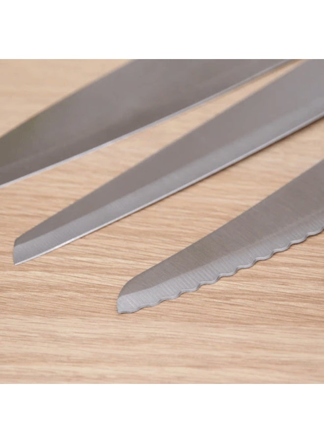 Knife 5-Piece Set Kitchen with Wooden Handles – Essential Chef, Bread, Slicing & Utility Knives – Stylish & Practical Cutlery Set for Everyday Cooking - Image 4