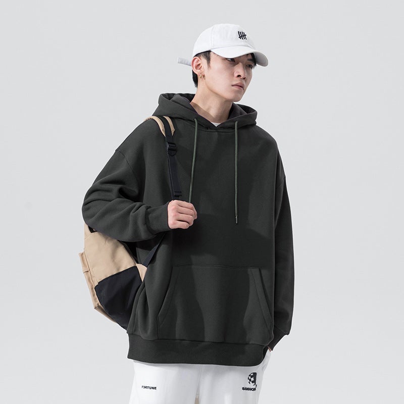Spring and Autumn New Solid Color Hooded Sweatshirt Mens and Womens Loose oversize Couples Sweatshirt Long Sleeve Pocket Pullover Top Hooded dark gray 