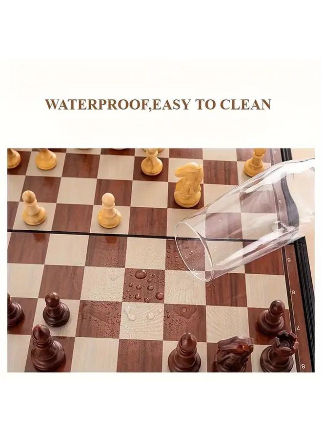 Premium Magnetic Folding Chess Set with Plastic Anti Wood Grain Board Portable Travel Game - Image 4