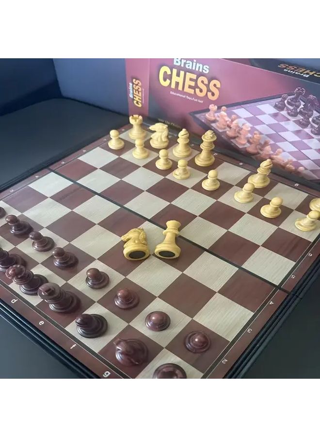 Premium Magnetic Folding Chess Set with Plastic Anti Wood Grain Board Portable Travel Game - Image 5