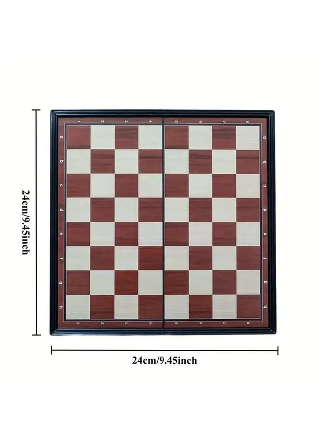 Premium Magnetic Folding Chess Set with Plastic Anti Wood Grain Board Portable Travel Game - Image 3