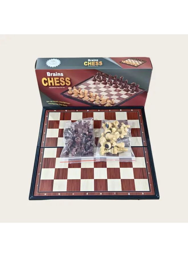 Premium Magnetic Folding Chess Set with Plastic Anti Wood Grain Board Portable Travel Game - Image 1