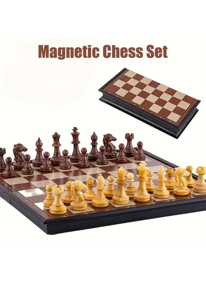 Premium Magnetic Folding Chess Set with Plastic Anti Wood Grain Board Portable Travel Game - Image 2
