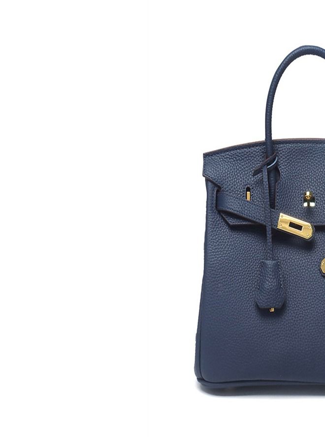 Loquat Gold Buckle Leather Handbag Royal Blue  - Image 3