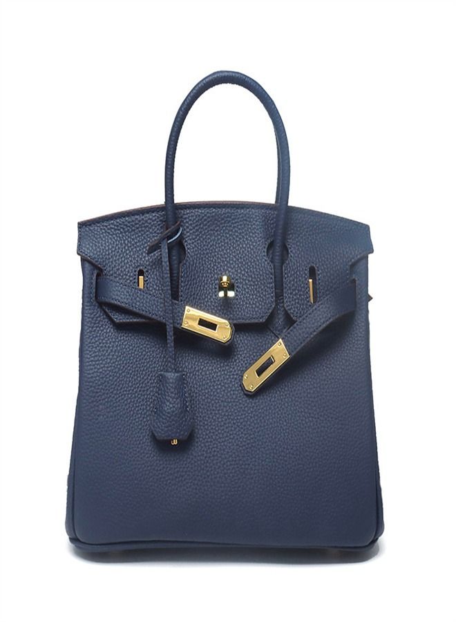 Loquat Gold Buckle Leather Handbag Royal Blue  - Image 1