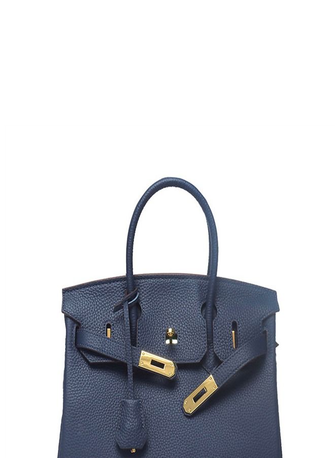 Loquat Gold Buckle Leather Handbag Royal Blue  - Image 2