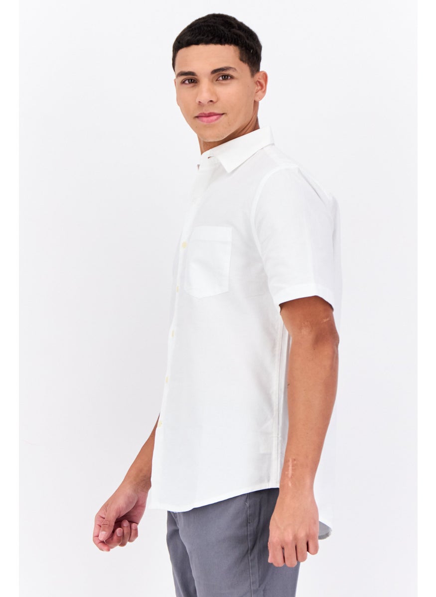 French Connection Men Regular Fit Solid Short Sleeves Casual Shirt, Off White  - Image 2